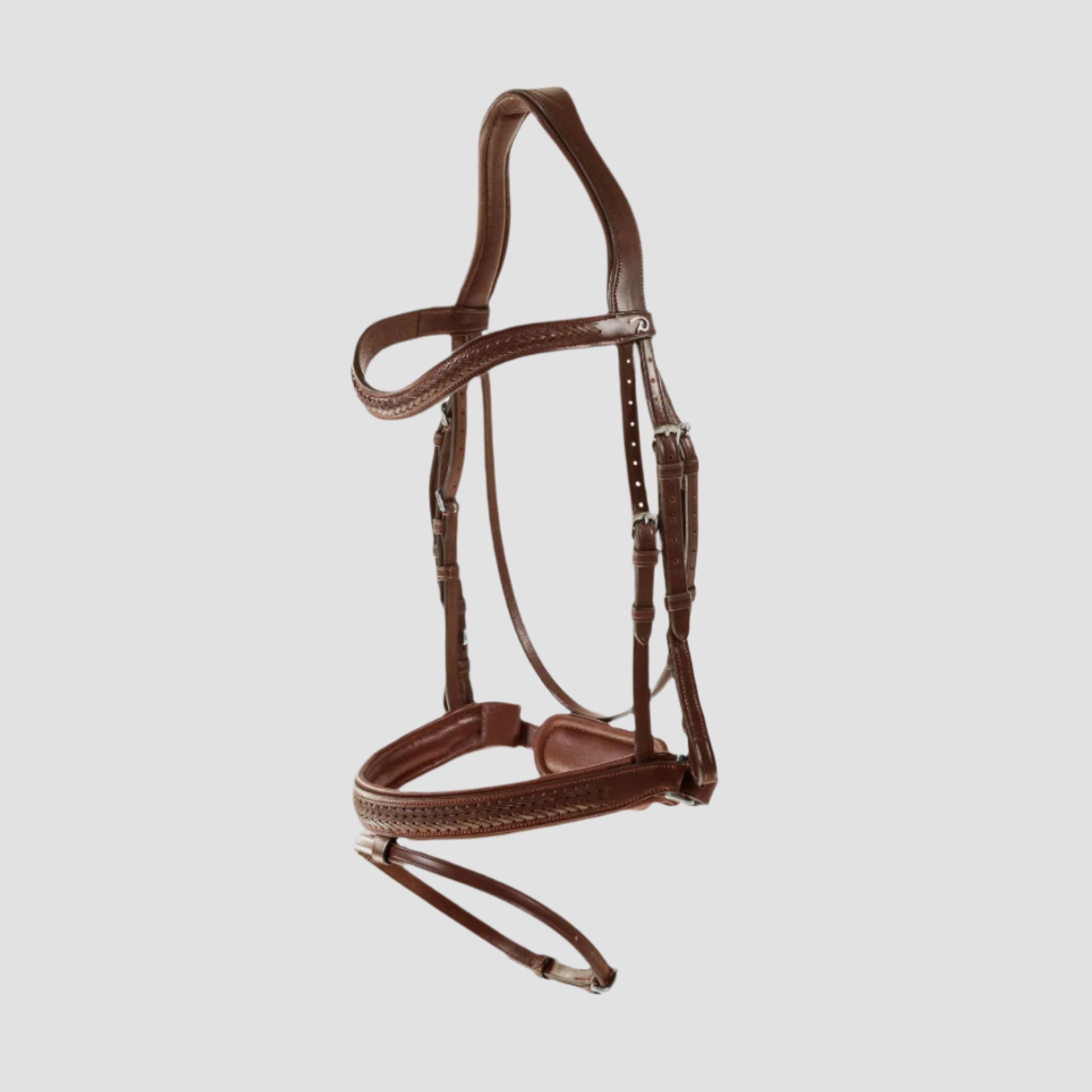 New English Collection Plaited Flash Noseband Bridle with Pull Back