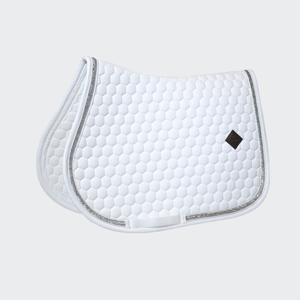 Glitter Band Jumping Saddle Pad | White | Silver