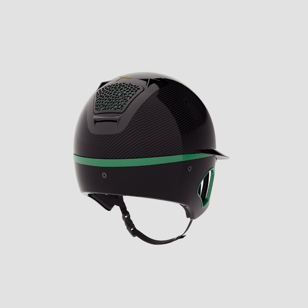 Voronoï Carbon Helmet With Temple Protection | Black | Emerald Green