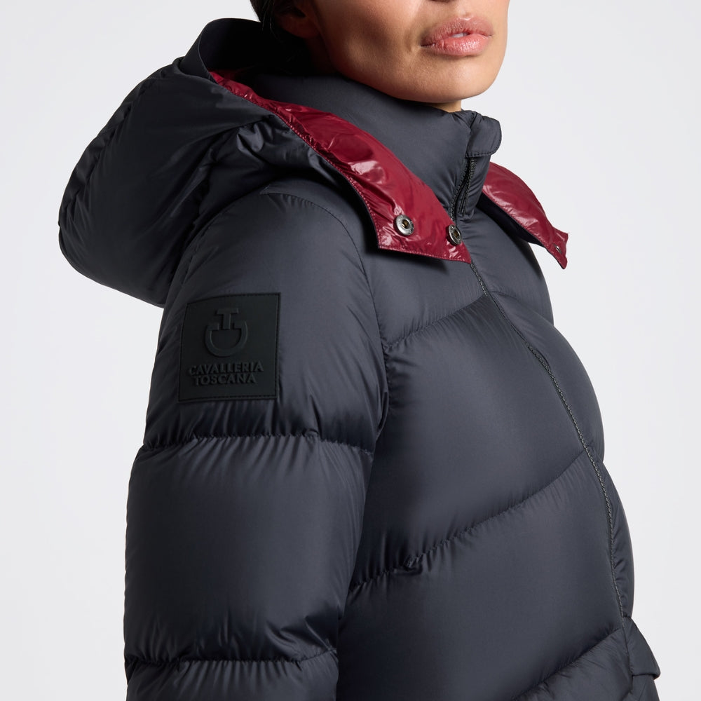 Ladies CT Hooded Down Long Padded Coat | Navy