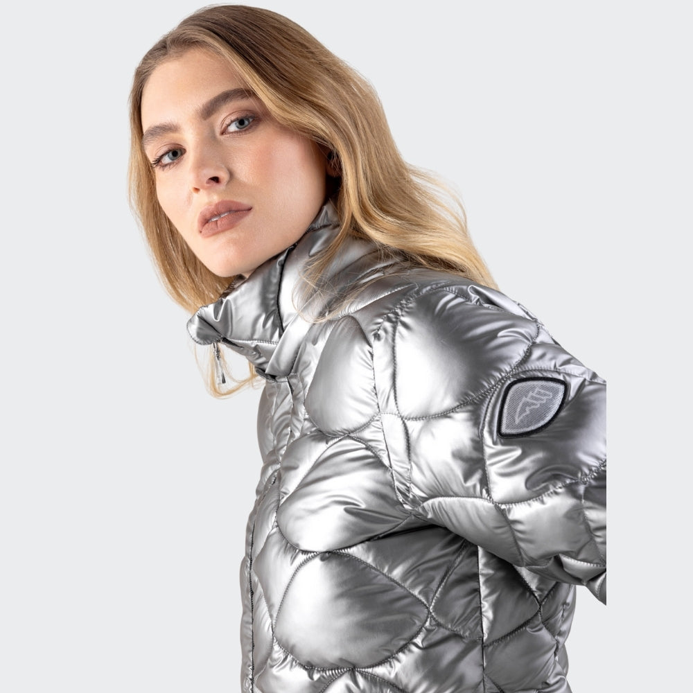 Ladies Gasic Quilted Coat | Silver