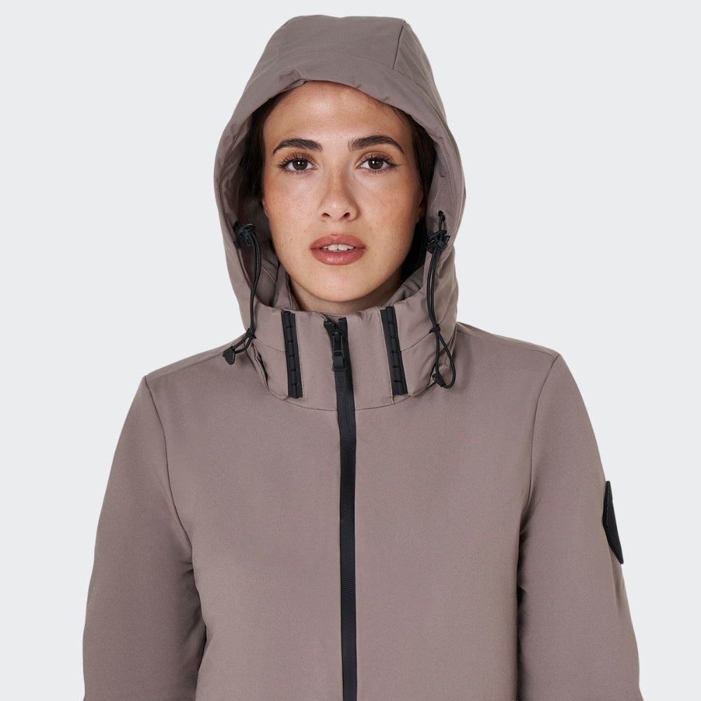 Ladies Water & Wind Repellent Long Down Padded Coat | Brindle