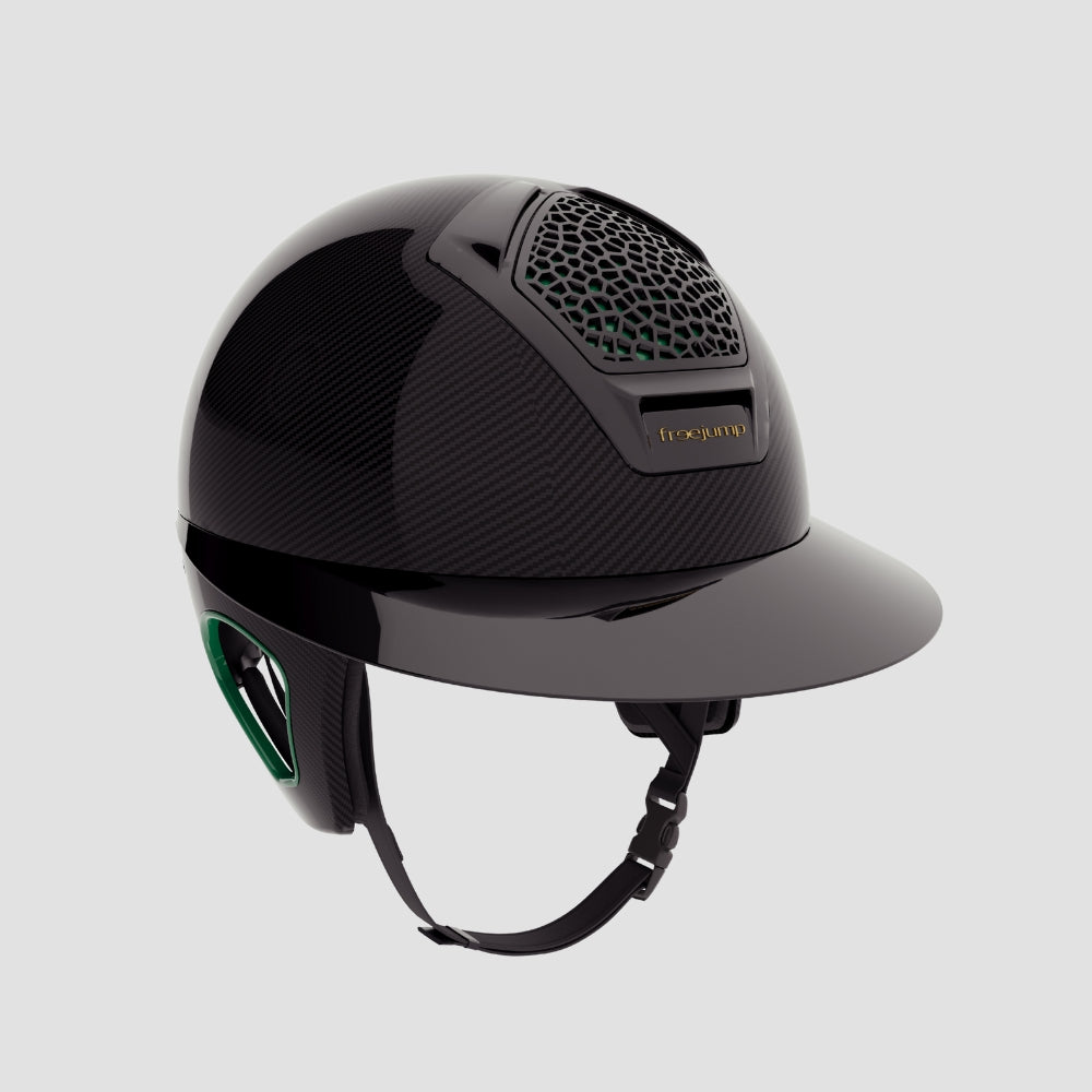 Voronoï Carbon Helmet With Temple Protection | Black | Emerald Green