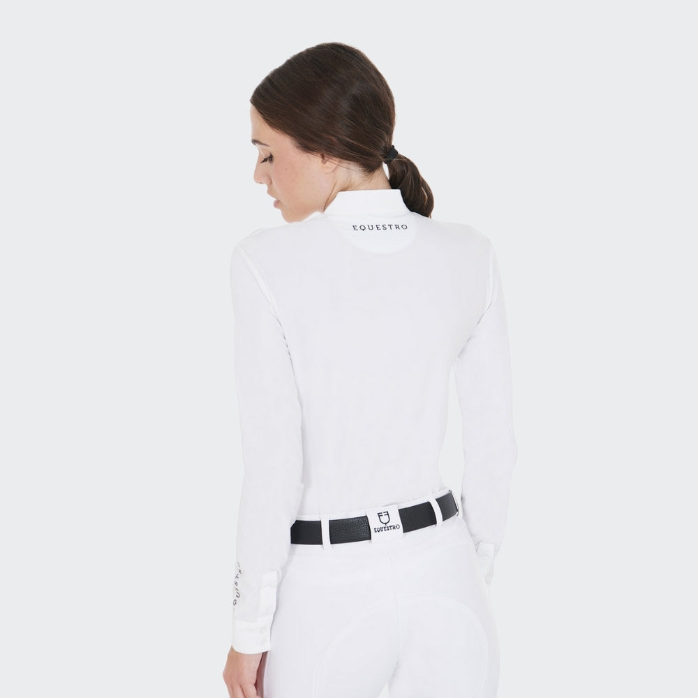 Ladies Competition Long Sleeve Button Shirt | White