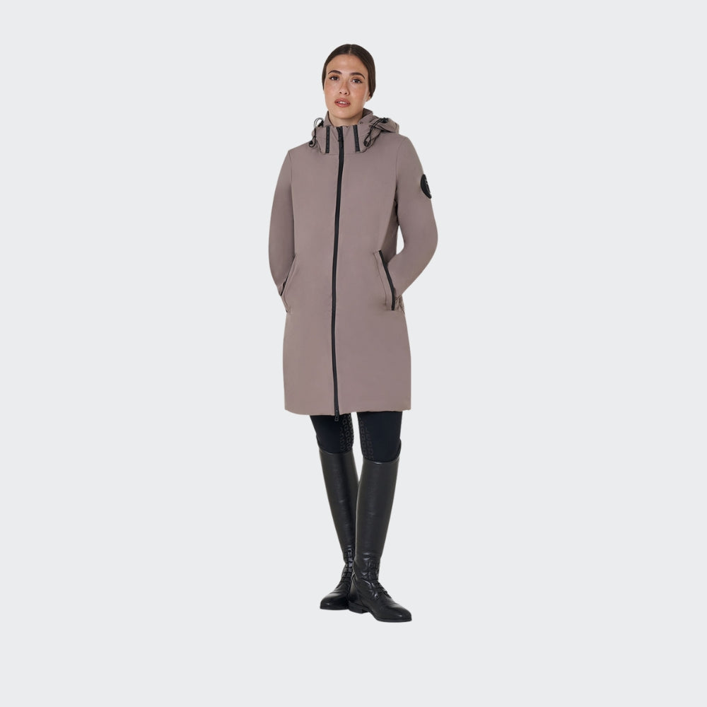 Ladies Water & Wind Repellent Long Down Padded Coat | Brindle