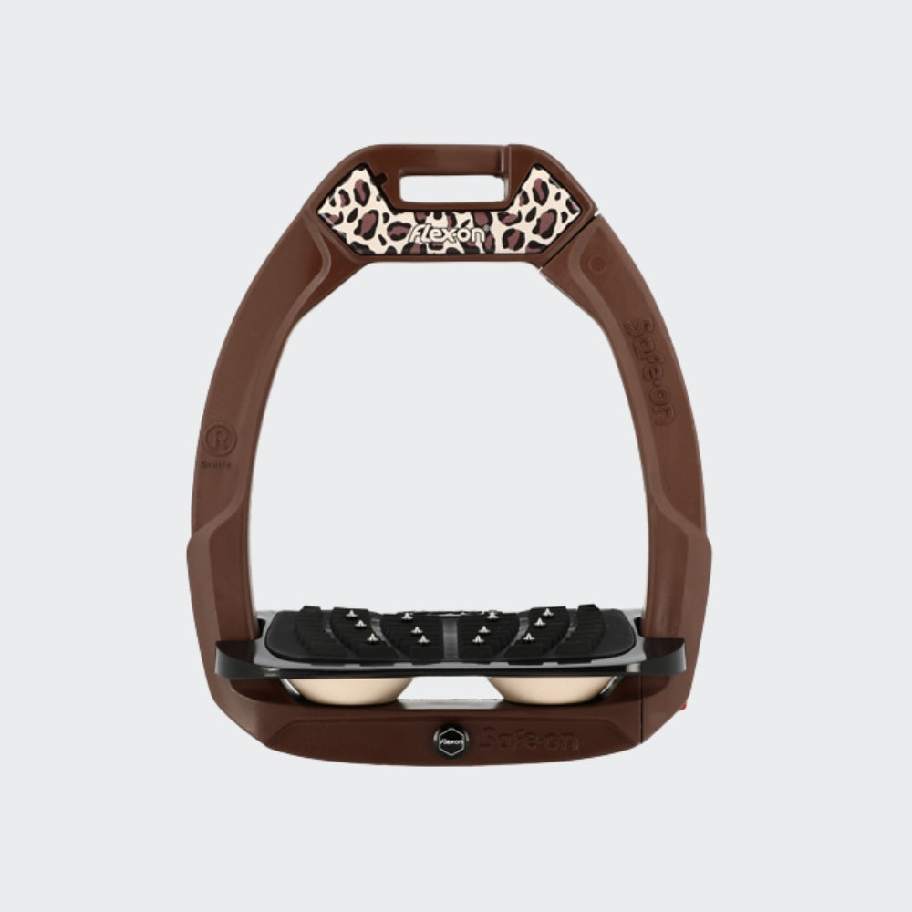 Safe-On Stirrups | Chocolate | Leopard