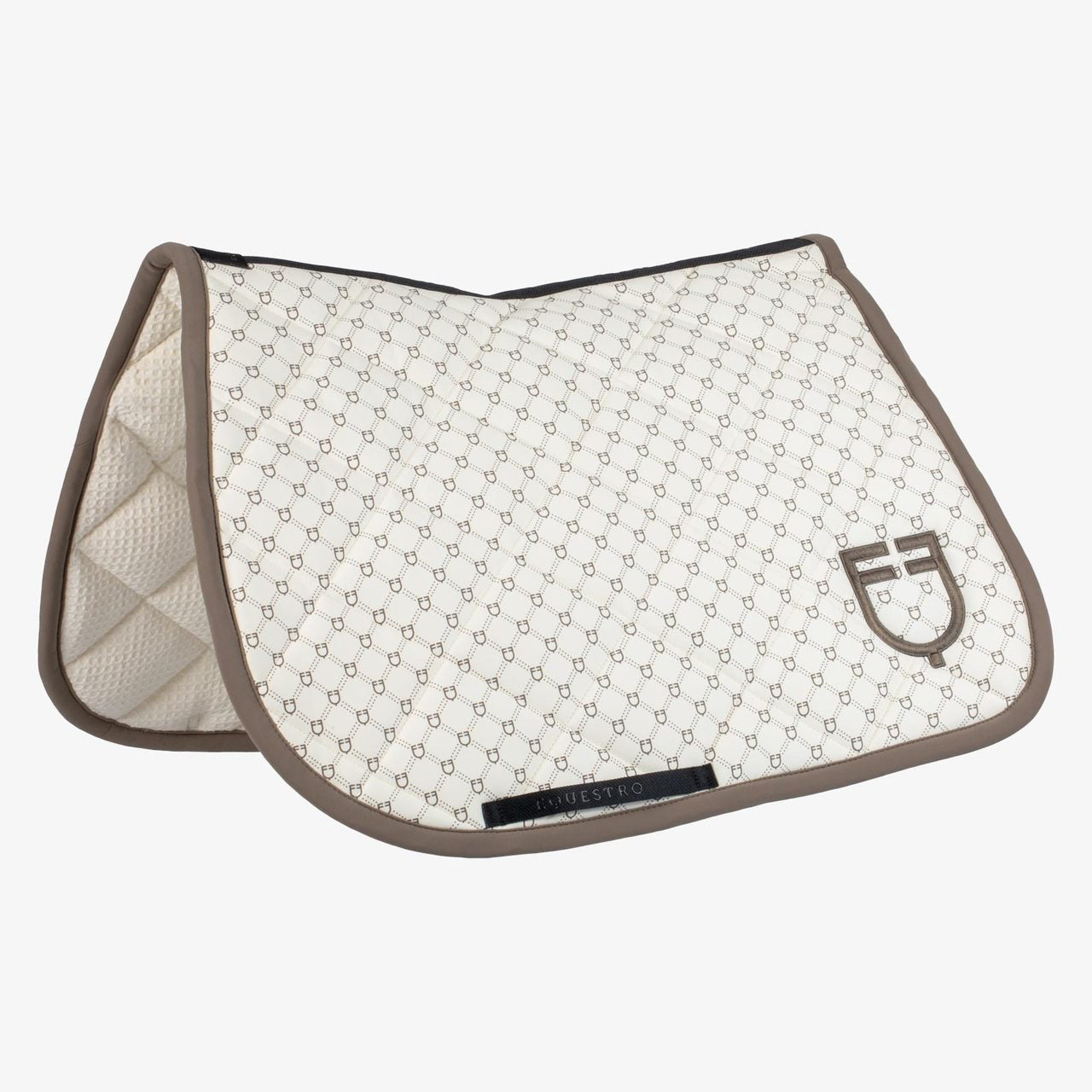 Monogram Print Jumping Saddle Pad | Antique White | Walnut