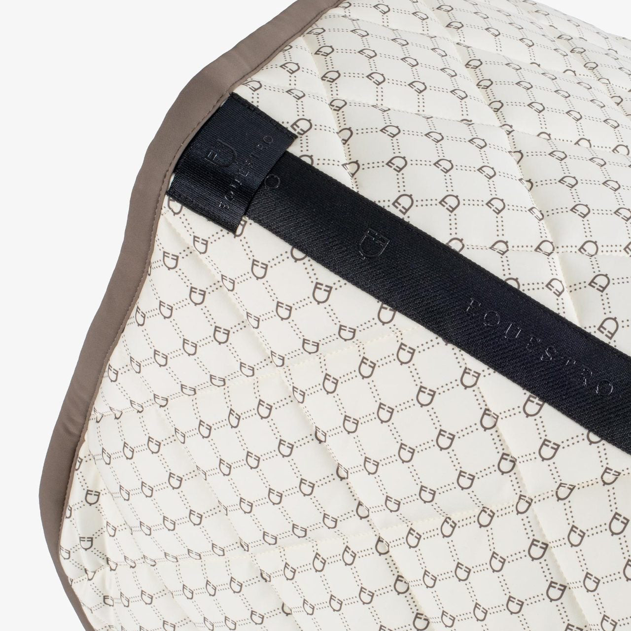 Monogram Print Jumping Saddle Pad | Antique White | Walnut