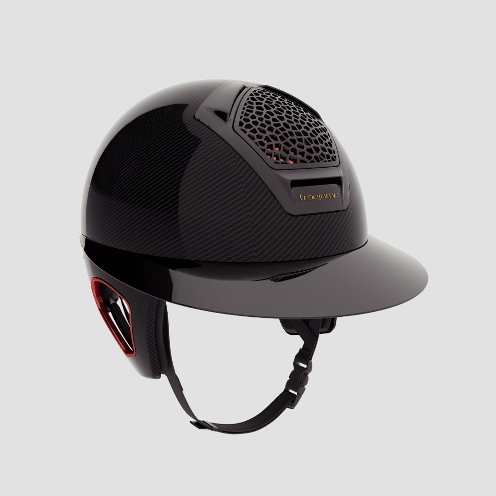 Voronoï Carbon Helmet With Temple Protection | Black | Alu Red