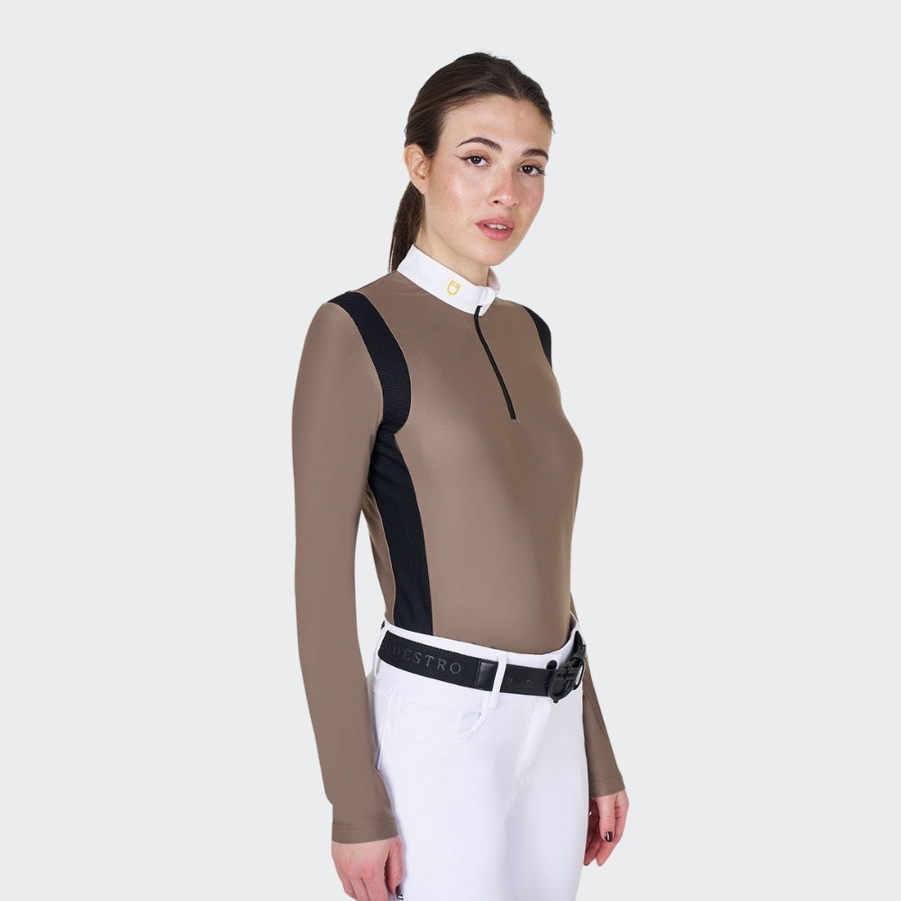 Ladies Slim Fit Technical Fabric Show Shirt | Walnut