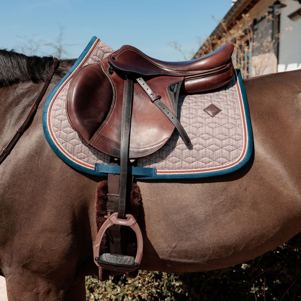 Pied-De-Poule Jumping Saddle Pad | Burgundy