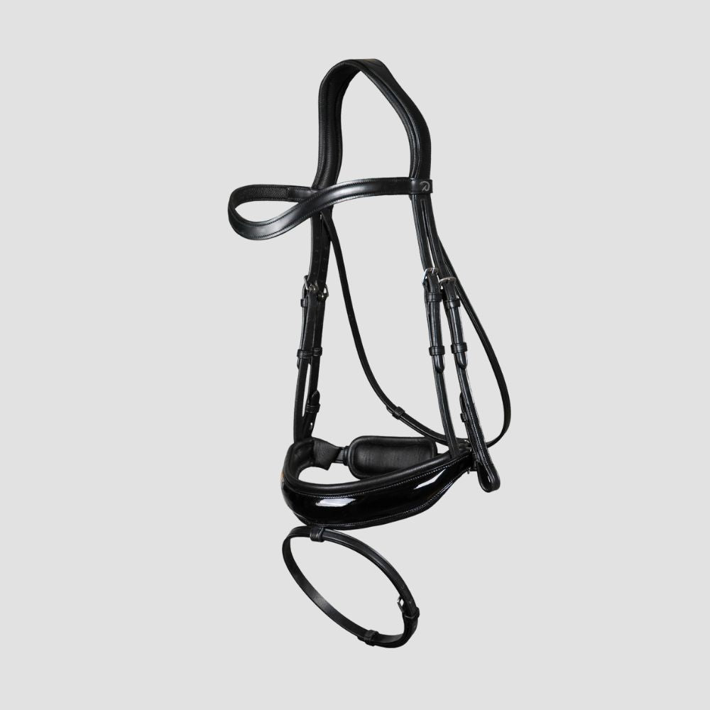 Dressage Patent Large Crank Noseband Bridle with Flash