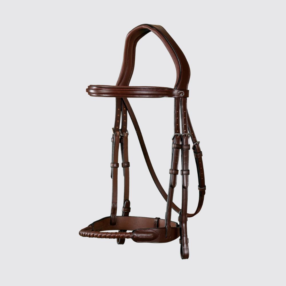 New English Leather Covered Rope Noseband Bridle