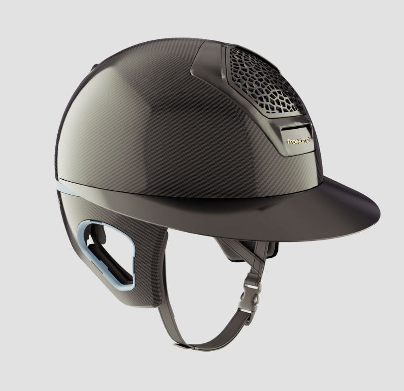 Voronoï Carbon Helmet With Temple Protection | Black | Sky Blue