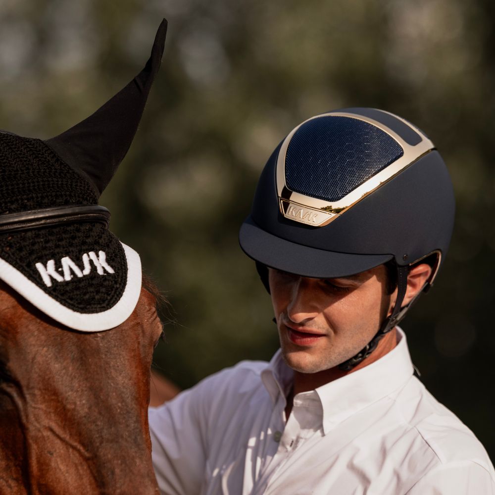 Dogma Chrome Riding Helmet | Navy | Gold