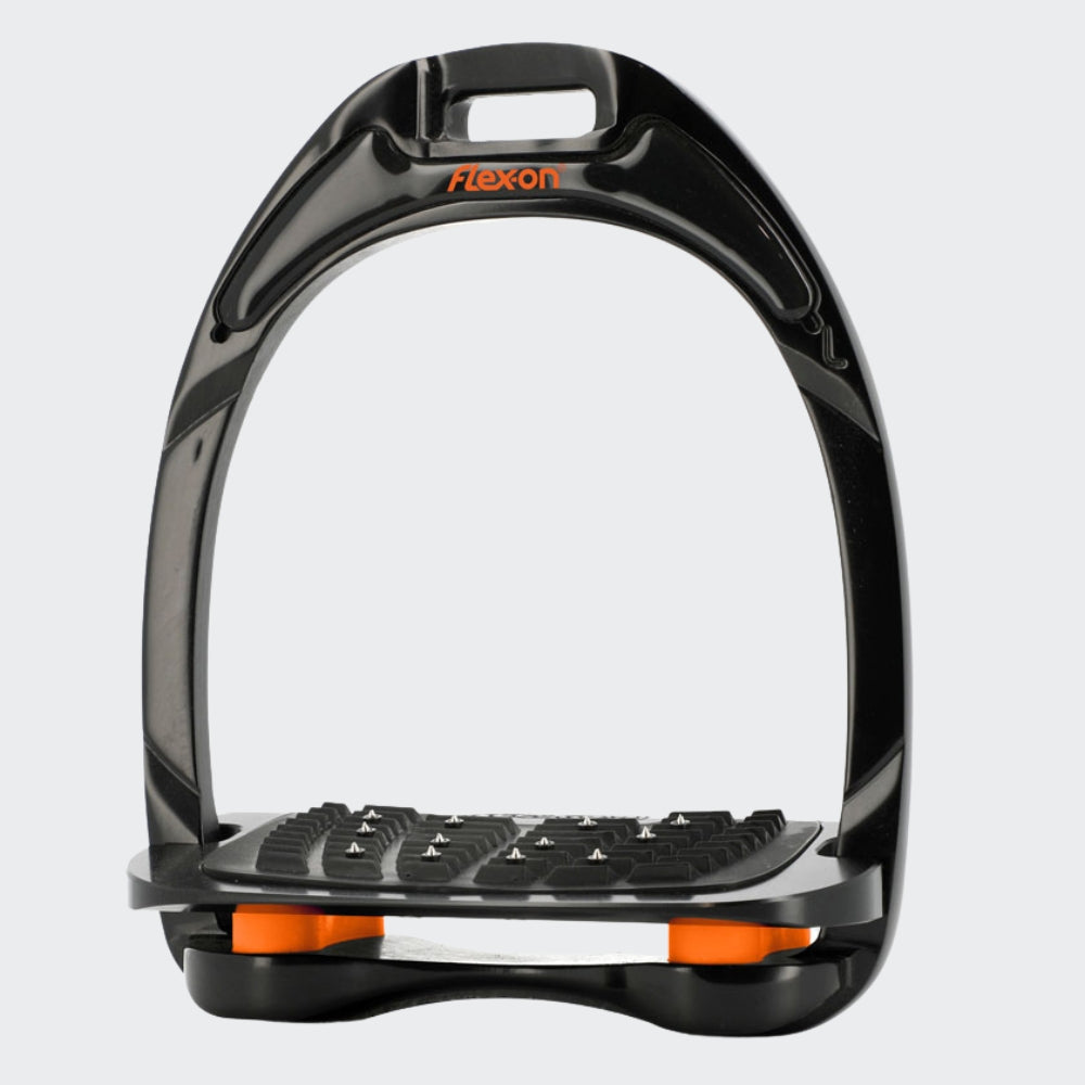 Black Aluminium Stirrups | Orange