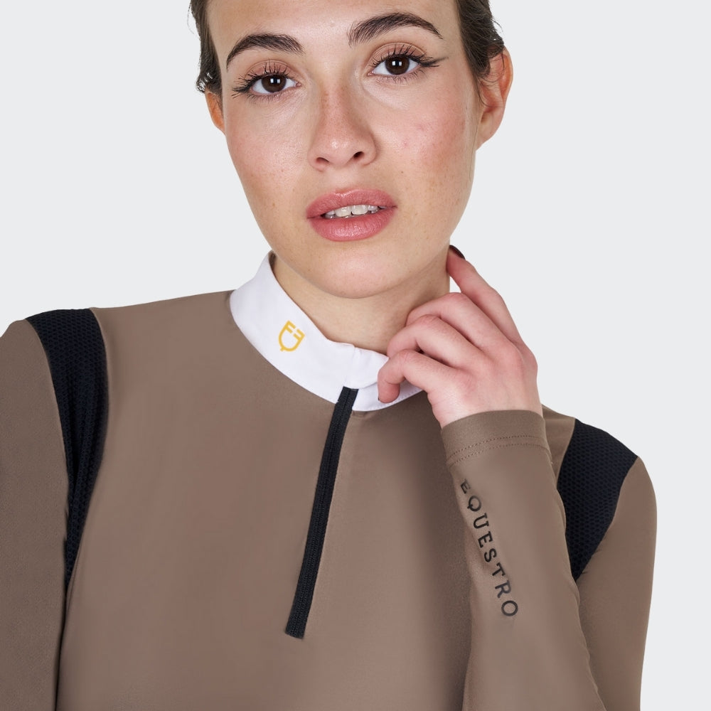 Ladies Slim Fit Technical Fabric Show Shirt | Walnut