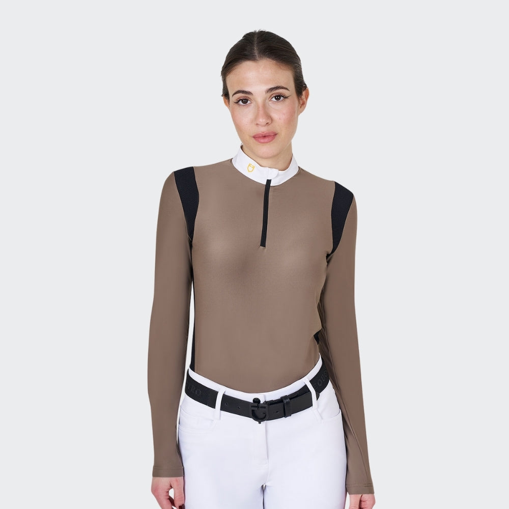 Ladies Slim Fit Technical Fabric Show Shirt | Walnut