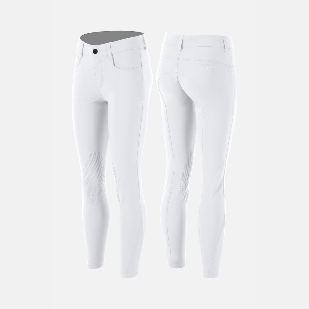 Girls Norme Breeches | Knee Grip | White