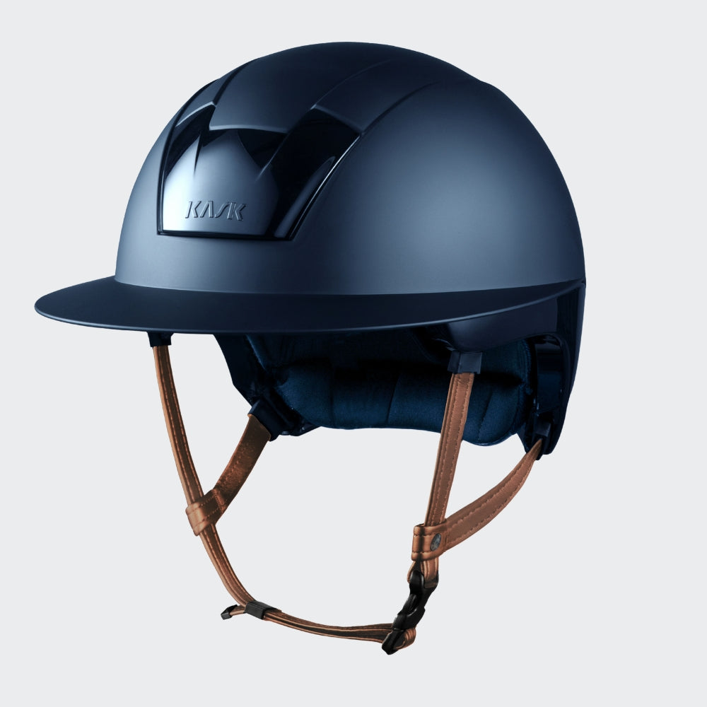 Kooki Lady Riding Helmet | Navy Matt | Light Brown