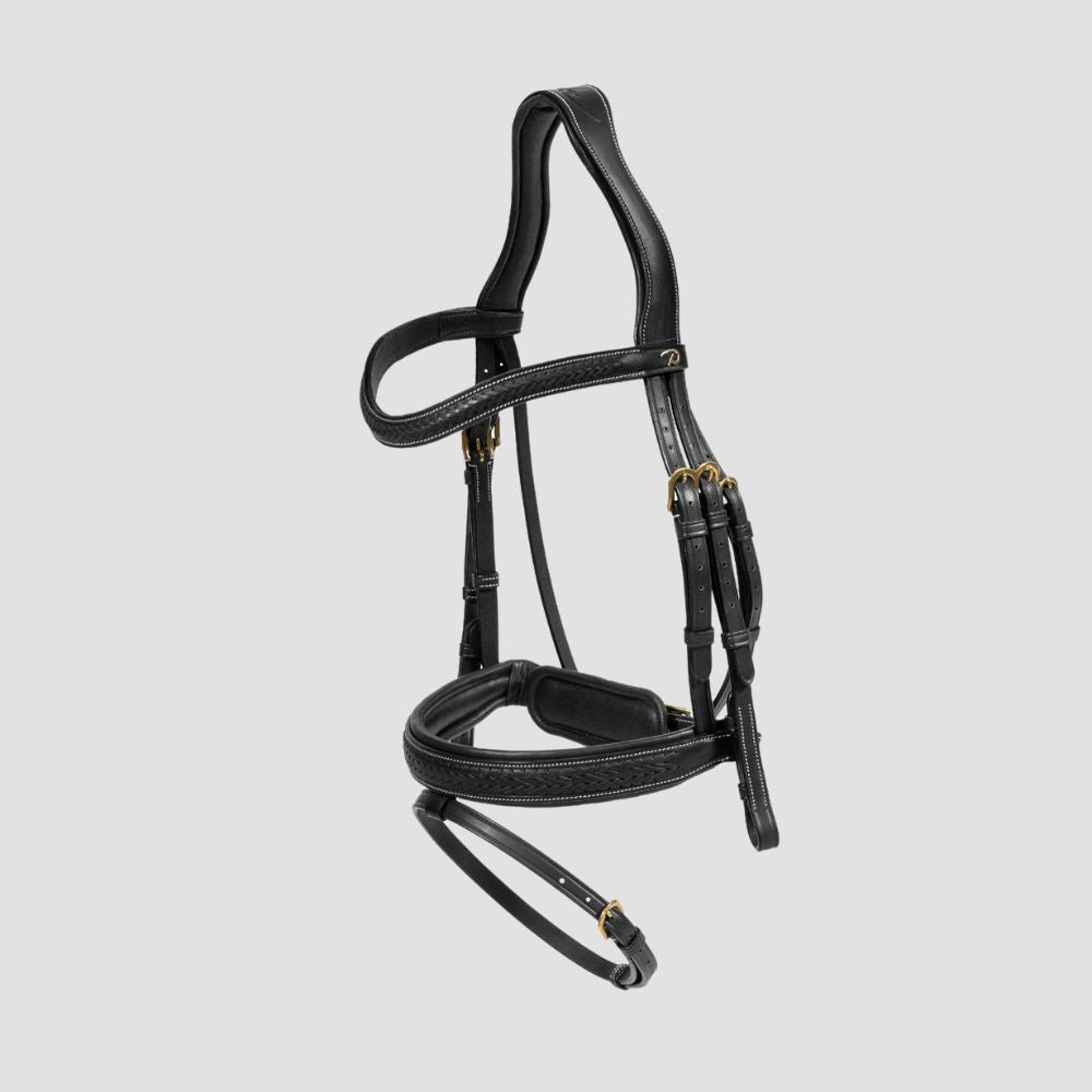 D Collection Plaited Flash Noseband Bridle with Pull Back