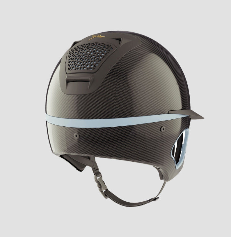 Voronoï Carbon Helmet With Temple Protection | Black | Sky Blue