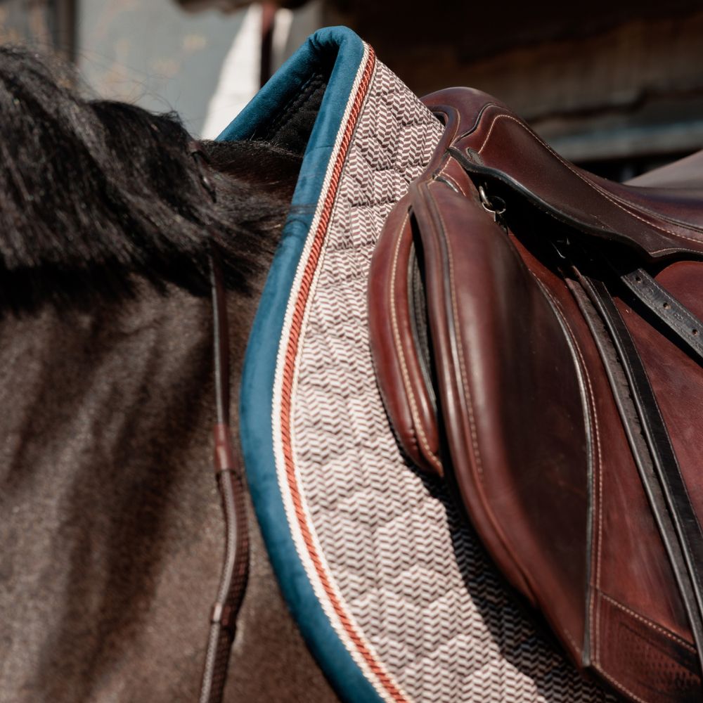 Pied-De-Poule Jumping Saddle Pad | Burgundy