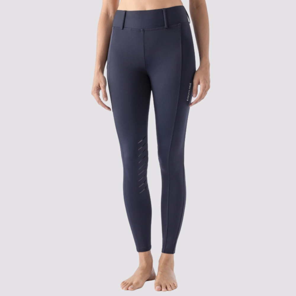 Ladies Carbek Legging with Phone Pocket | High Rise | Knee Grip | Navy