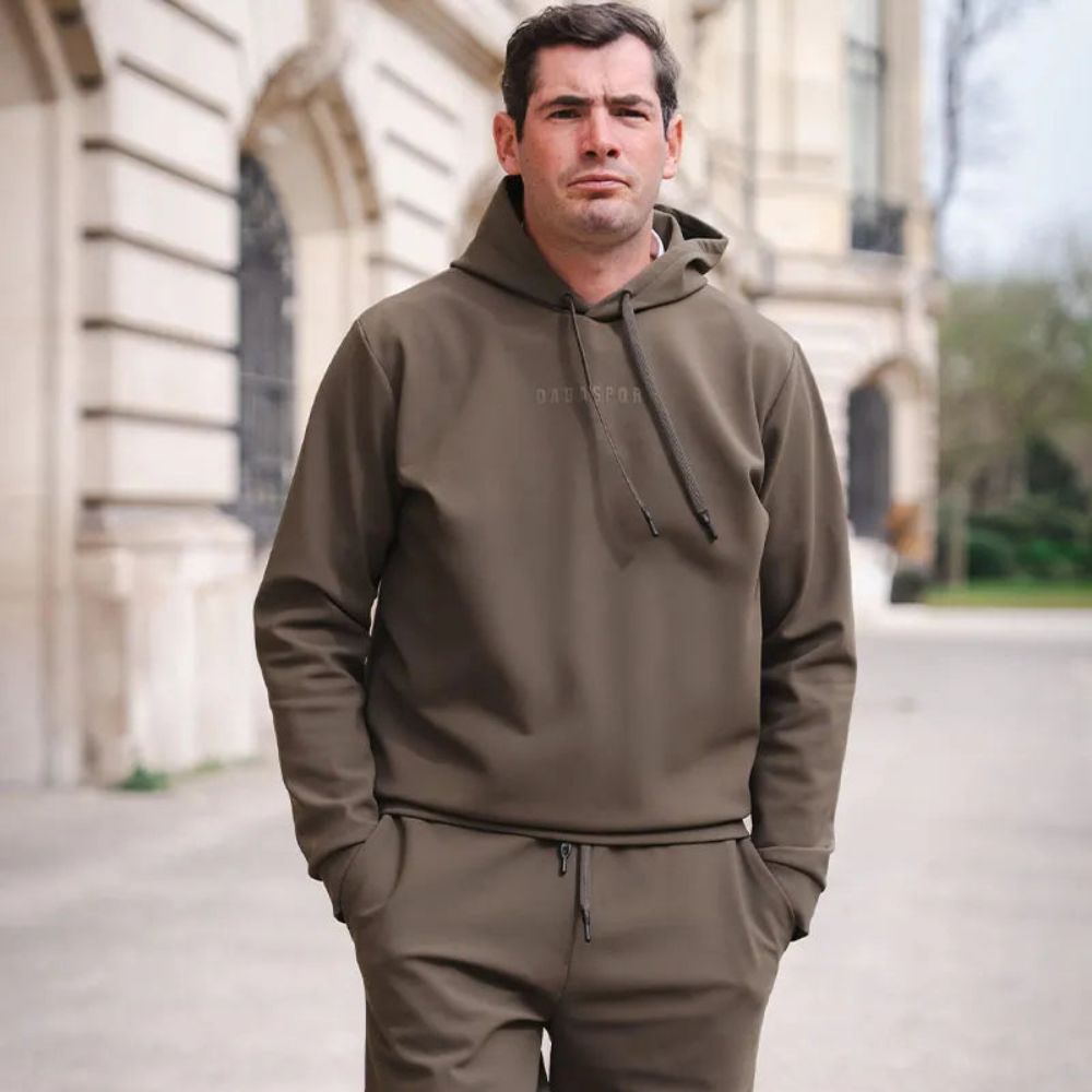 Mens Luigi Technical Hoodie | Green Bronze