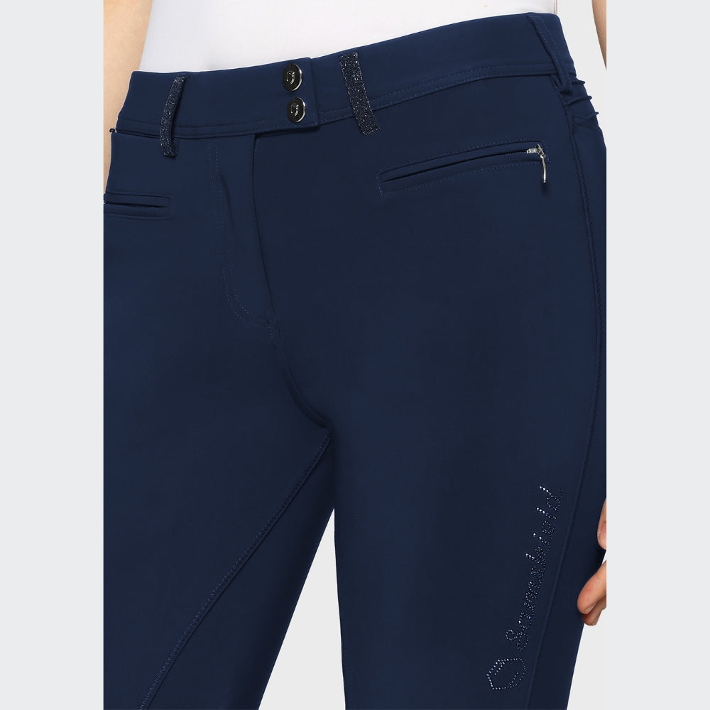 Ladies Adele Breeches | Medium Rise | Knee Grip | Sapphire
