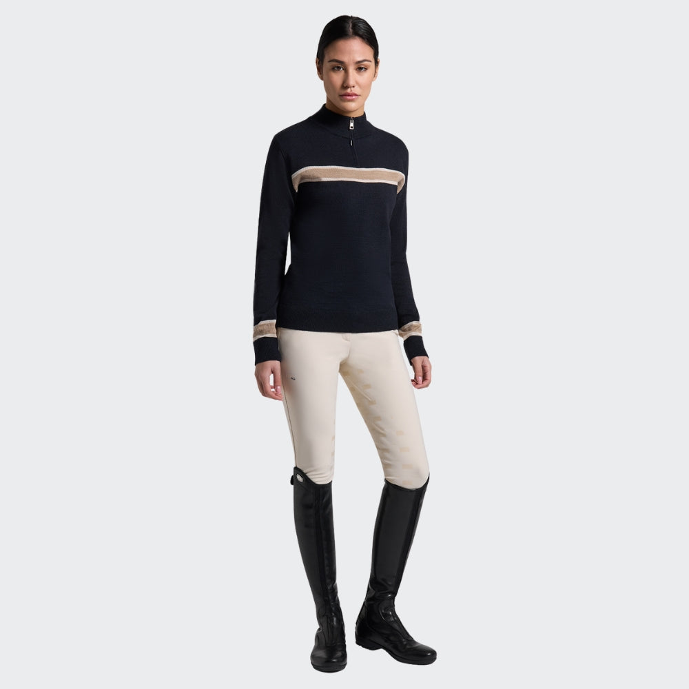 Ladies RG Italy Wool Blend Half Zip Sweater | Navy