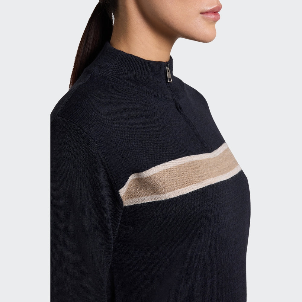 Ladies RG Italy Wool Blend Half Zip Sweater | Navy