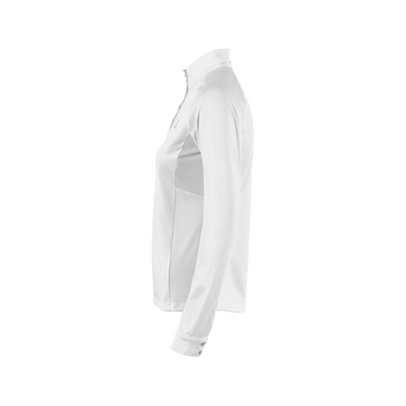 Ladies Long Sleeve Competition Half Zip Show Shirt | White