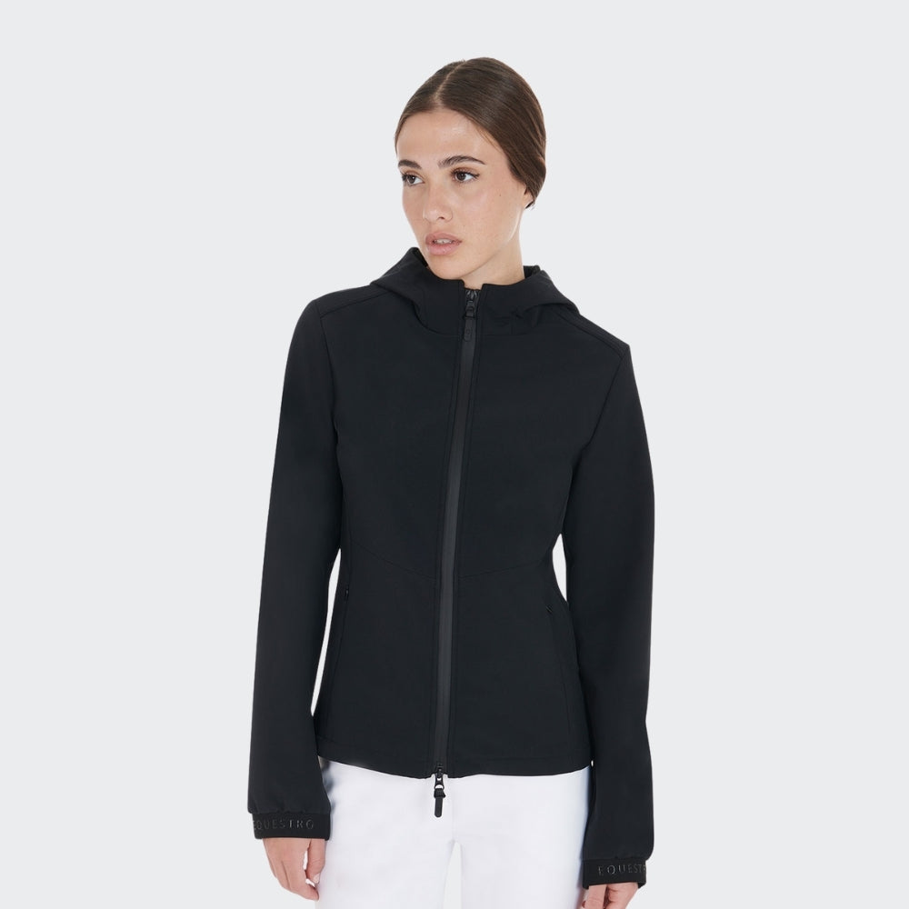 Ladies Hooded Softshell Coat with Concealed Pockets | Black