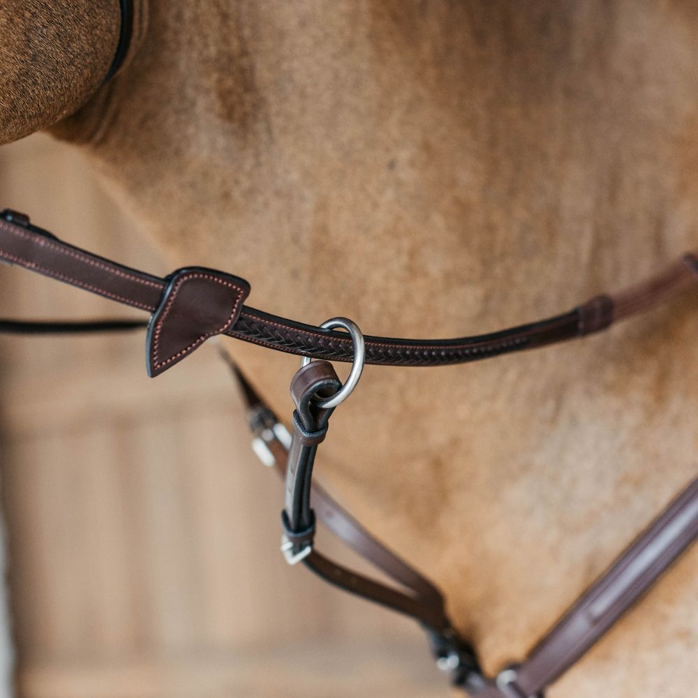 New English Collection Rubber Reins with 7 Leather Loops and Plaited Finish