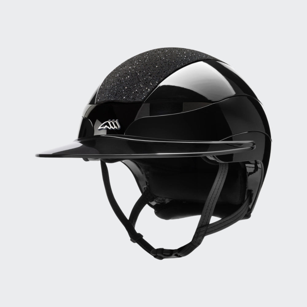 Xanto Helmet | Sun Visor | Swarovski Top | With Logo | Glossy Black