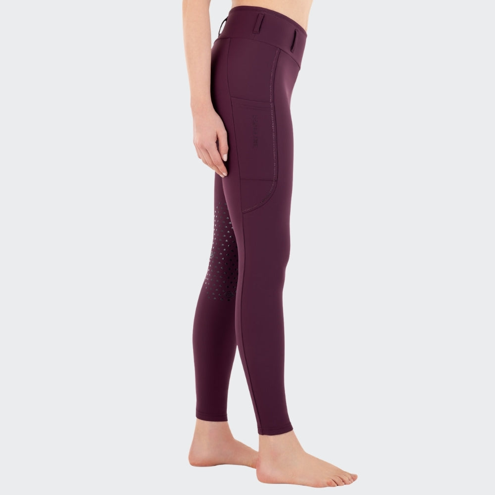 Ladies Geggikh Fleece Riding Leggings | High Rise | Burgundy