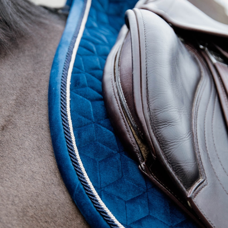 Basic Velvet Jumping Saddle Pad - Navy