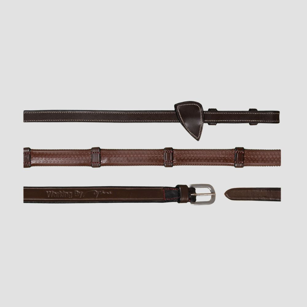 Working Collection 1/2" Rubber Reins With Leather Loops