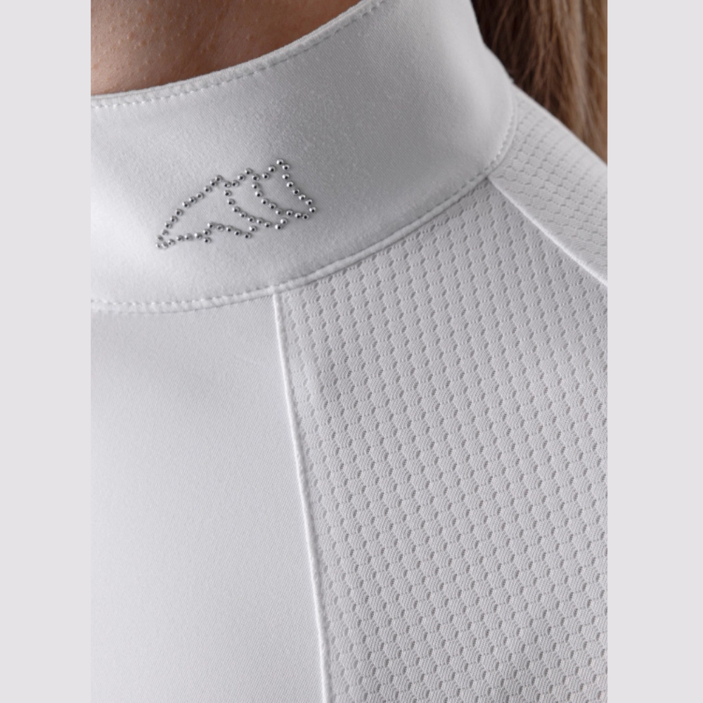 Ladies Ghitak Long Sleeve Show Shirt With Mesh Panels | White