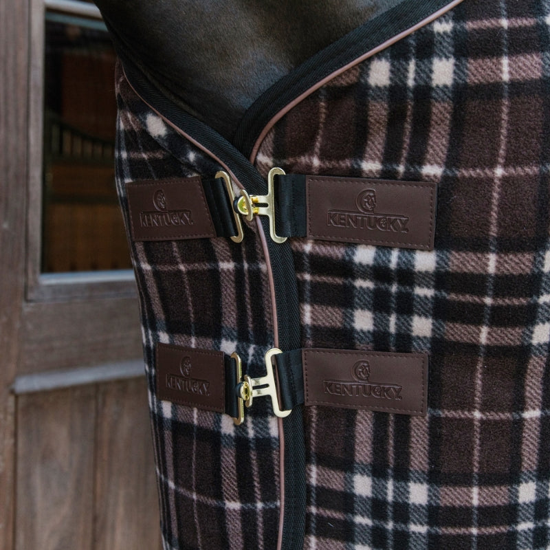 Fleece Rug Heavy - Check Printing Brown