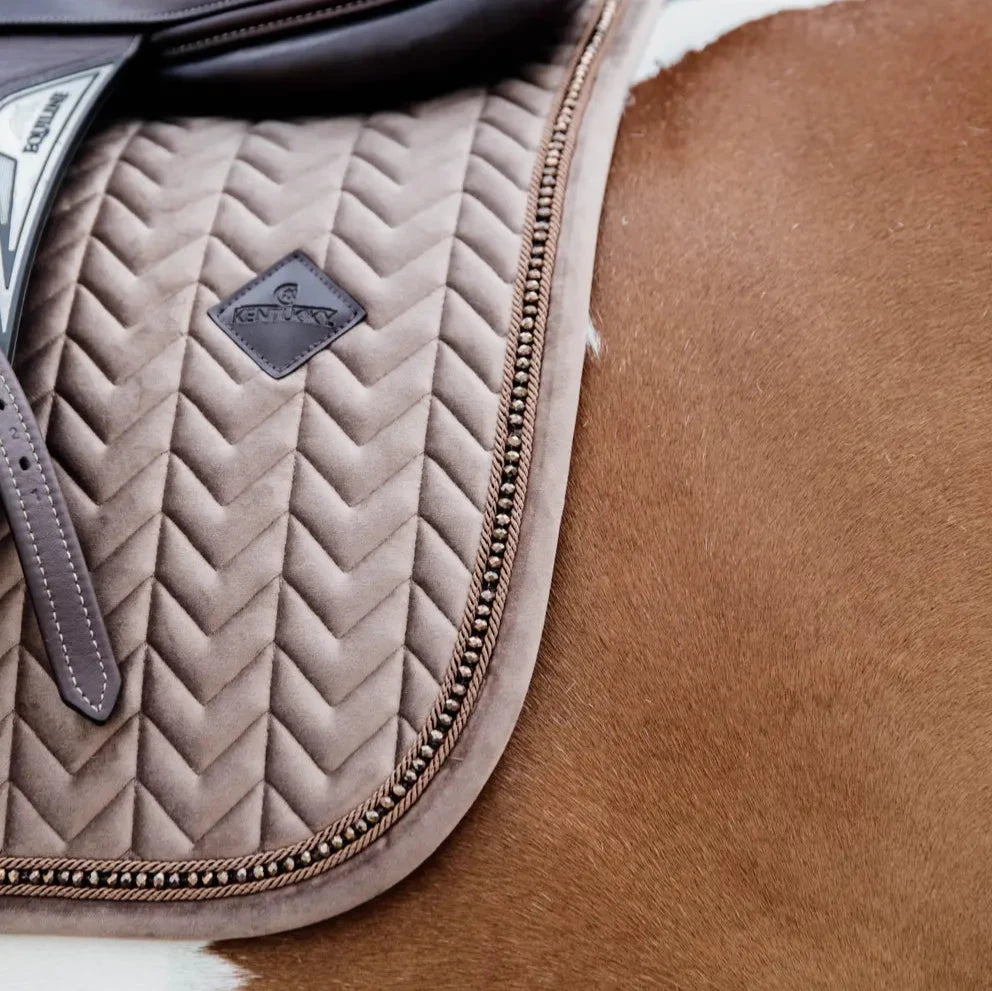 Saddle Pad Jumping Velvet Pearls - Beige