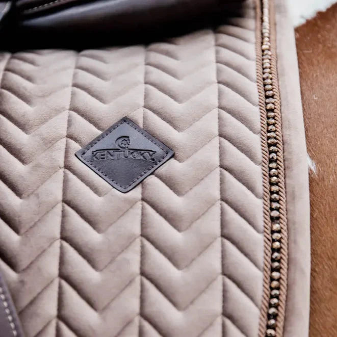 Saddle Pad Jumping Velvet Pearls - Beige