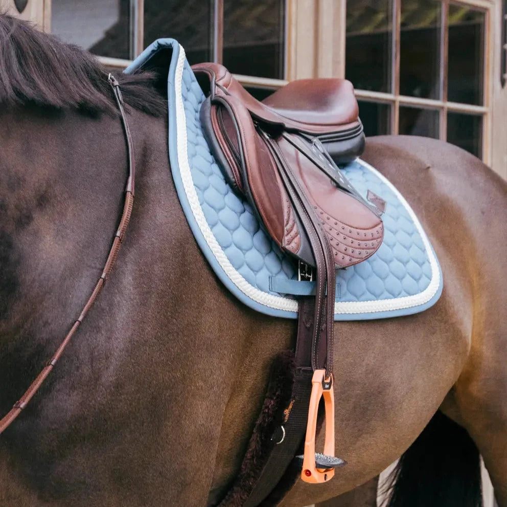 Plaited Cord Jumping Saddle Pad - Light Blue