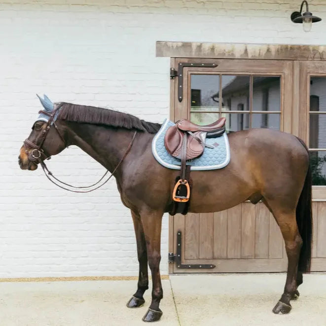 Plaited Cord Jumping Saddle Pad - Light Blue