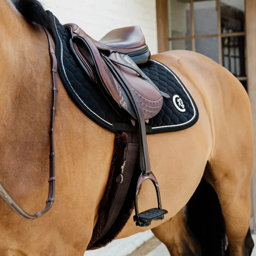 Onion Quilt 3D Logo Jumping Saddle Pad - Black