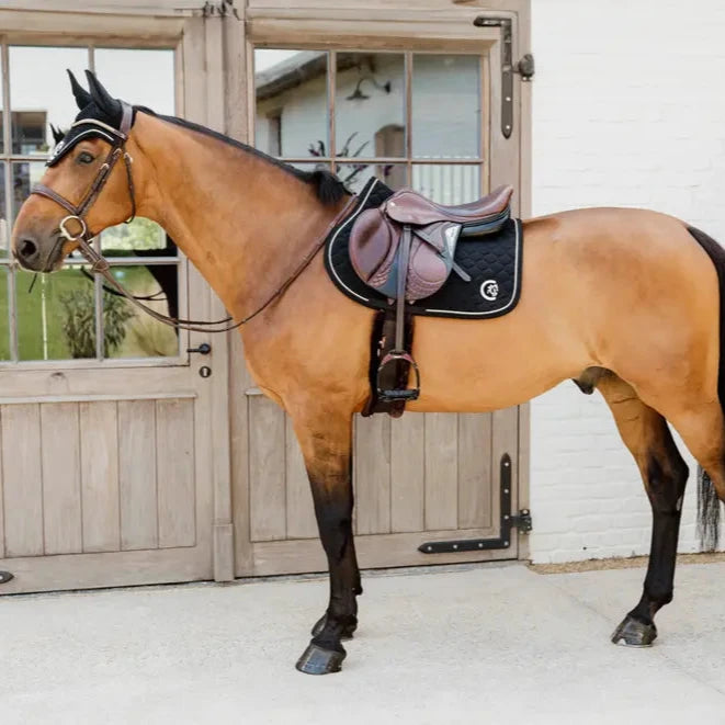 Onion Quilt 3D Logo Jumping Saddle Pad - Black