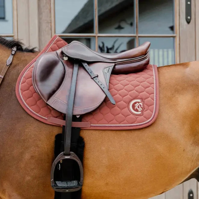 Onion Quilt 3D Logo Jumping Saddle Pad - Fuchsia