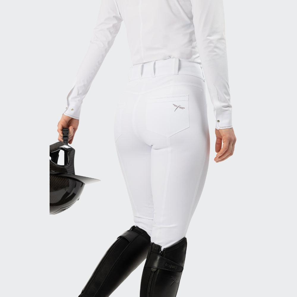 Ladies Mary Star Breeches | Medium Rise | Knee Grip | White