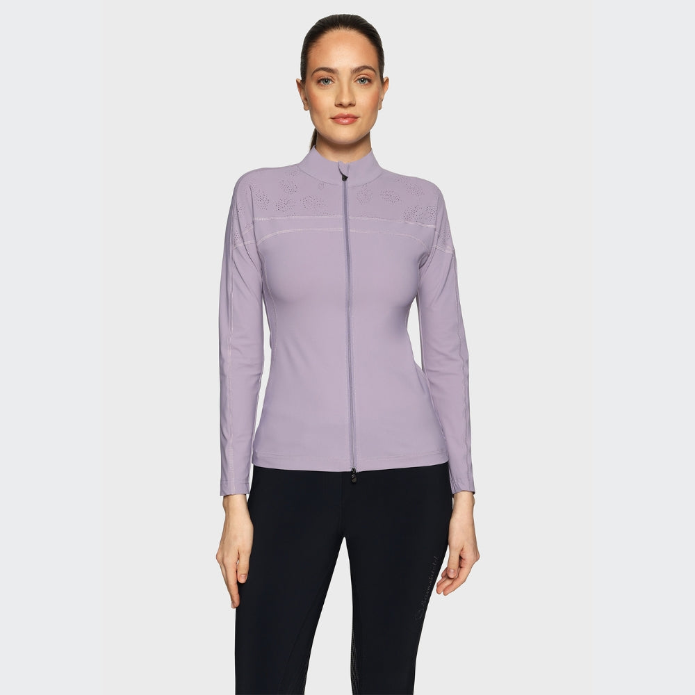 Ladies Evelya Full Zip Training Sweater | Lavender Gray